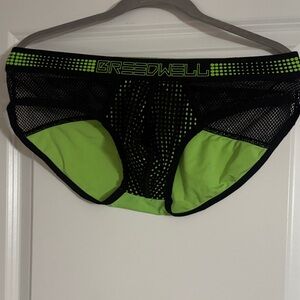 Breedwell Men’s Mesh Brief Underwear – Black & Neon Green – XL